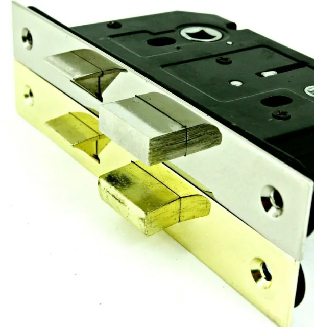 XL 3 Lever Mortice Sash Lock 3" Brass & NP c/w 2 Keys Quality Mortice Door Lock 3