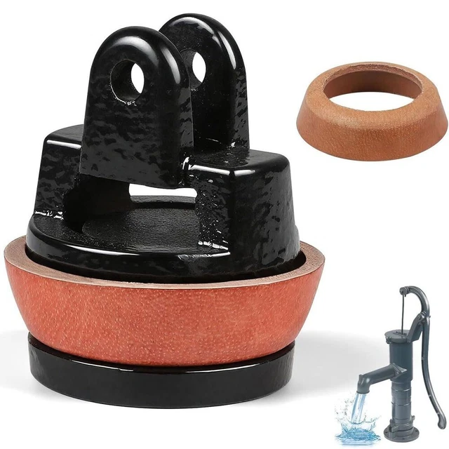 Piston De Rechange Pour Pompe à Main - Noyau Fonte, Joints Cuir Synthétique 95x65 Mm - Pression 11 MPa - Améliore Le Débit D'eau - 11