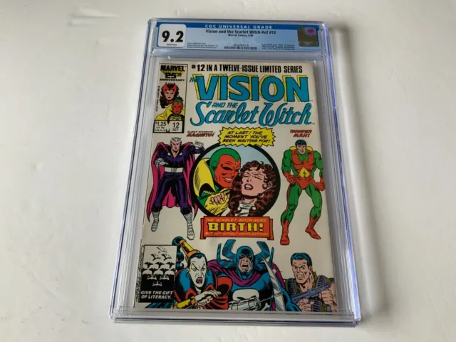 Vision And Scarlet Witch V2 12 Cgc 9.2 White Pages Wonderman Marvel Comic 1986