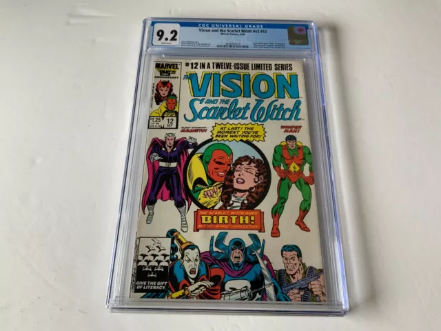 Vision And Scarlet Witch V2 12 Cgc 9.2 White Pages Wonderman Marvel Comic 1986
