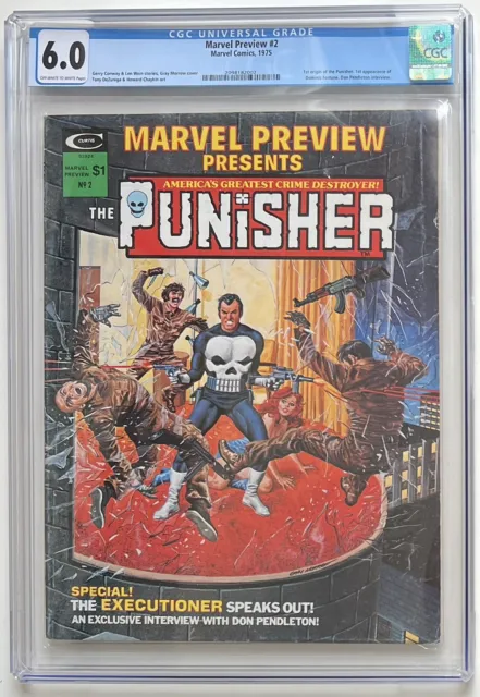 Marvel Preview 2 CGC 6.0 Origin of The Punisher 1975 Marvel Comics