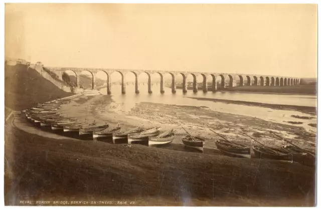 J.V, England, Berwick-upon-Tweed, border bridge Vintage albumen print,  Tirage