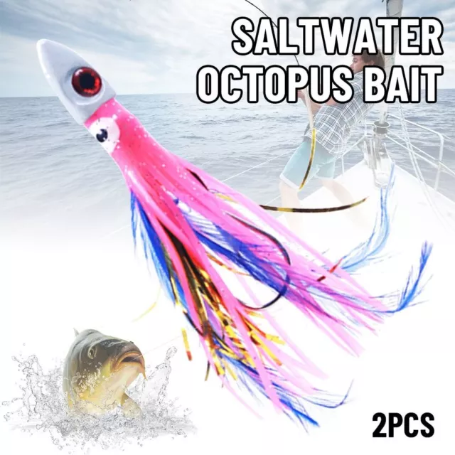 SILICONE UV LONG tail Fishing Tackle Saltwater Octopus Bait Squid Skirt  Lure $6.74 - PicClick AU