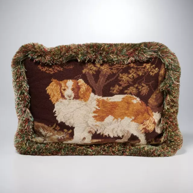 Needlepoint Wool Cavalier King Charles Cocker Springer Spaniel Throw Pillow 16"l