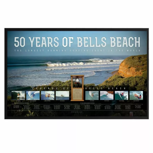 Bells Beach 50 Years Framed Surfing Sports Print Slater Parkinson Young Fanning