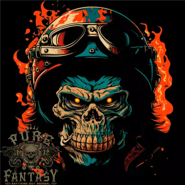 Biker Gorilla Skull Motorbike Motorcycle Mens Cotton T-Shirt Tee Top