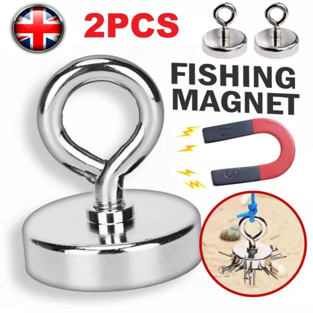 2X 34KG Recovery Magnet Strong Sea Fishing Treasure Coin Hunting Metal Detector