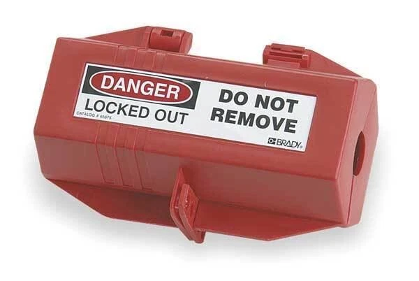 BRADY Plug Lockout, Red, 9/16In Shackle Dia., Length: 7 in , 65675