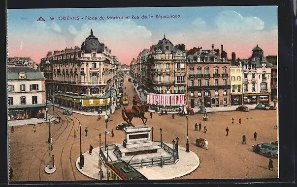 CPA Orléans, Place du Martroi et Rue de la République