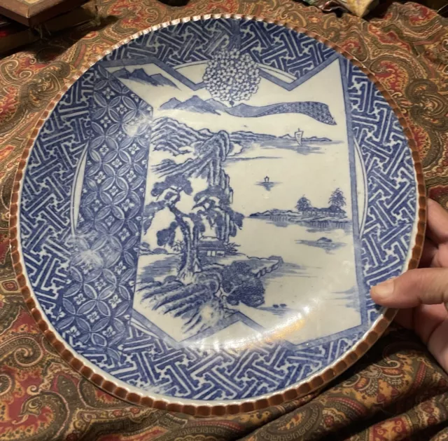 Vintage Japanese Igezara Transferware plate, 12" round