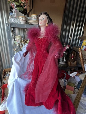 Gone With The Wind Franklin Mint Gold Standard Porcelain Doll Scarlett Red Dress