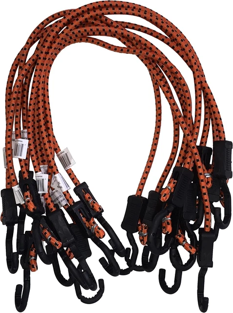 Kotap MABC-32 Adjustable Bungee Cords With Hooks 32-Inch Orange/Black, 10 Count