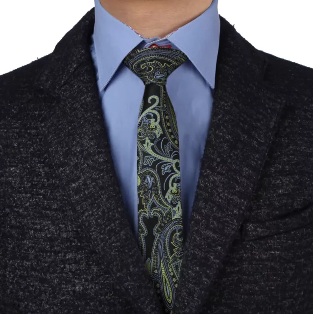 Epoint EAEB0134 Skinny Tie Black Yellow Paisley Mens Tie Inspire For Groomsmen