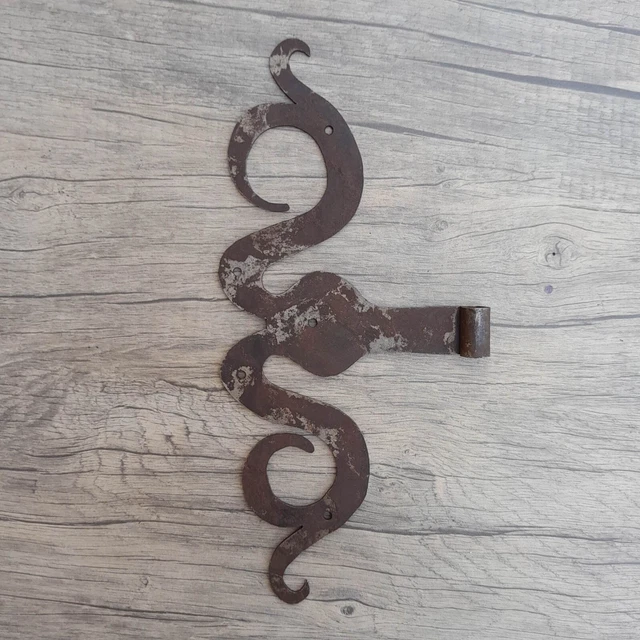 Vintage iron handmade french german gothic gate door hinges ornate rusty
