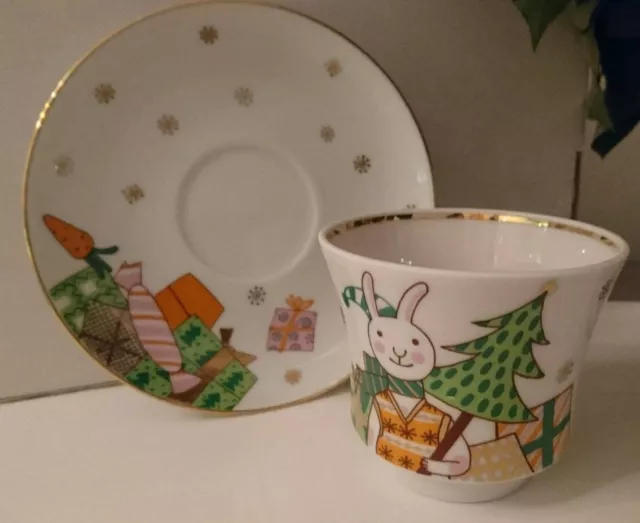 Exklusiv Lomonosov Imperial PORZELLAN Kinder Tasse mit Untertasse Weihnachten