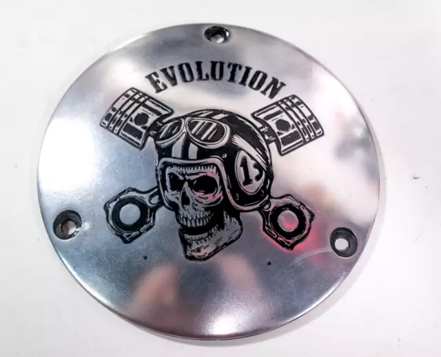 Custom Engraved Evil Evo Evolution 3 Hole Derby Cover fits Harley Davidson Vtwin 2
