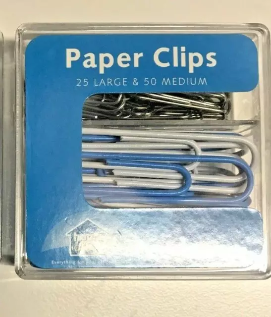 Paper Clips, Office Filing Docs Paperwork, silver polished metal, no tear,  33mm