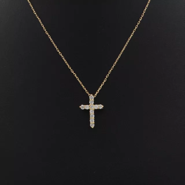 Wert 790 € Brillant Kreuz Anhänger mit Kette (0,09 carat) 750 18 Karat Gelb Gold