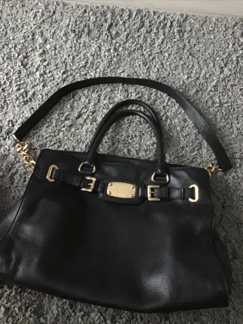 Genuine MICHAEL KORS Hamilton Black Leather tote lovely condition