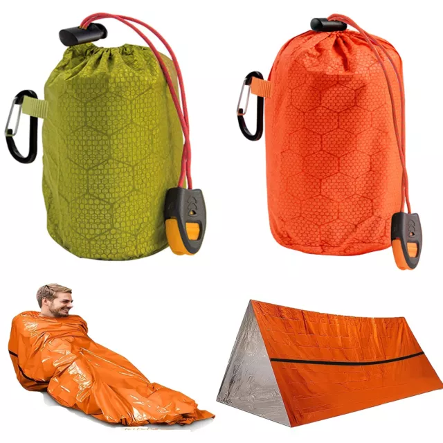 Outdoor Emergency Shelter Bivy Survival Tent Kit With Sleeping Bag Waterproof