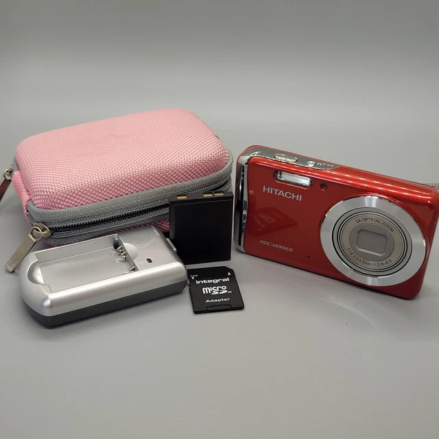 Hitachi HDC-1499ER 14.0MP Compact Digital Camera Red Tested