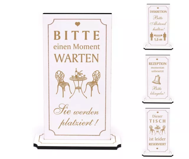 Aufsteller für Tisch Rezeption Tresen Schild mit Standfuß Hinweisschild 10x20cm