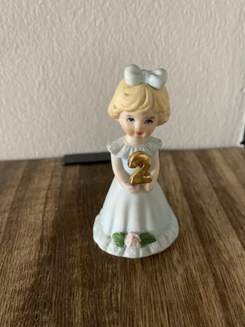 Enesco Growing Up Birthday Girls Age 2 Figurine Blonde Hair 3.5"