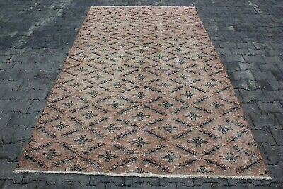 Vintage Oriental Nomadic Carpet Anatolian Hand Knotted Ethnic Area Rug 5x9 ft