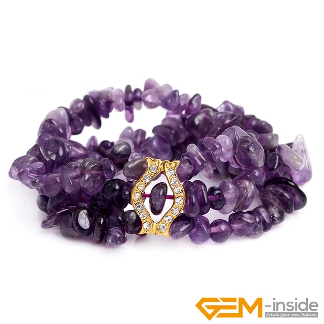 Christmas Natural Gemstone Chips Beaded Elastic Cluster Bracelet Jewelry Gift