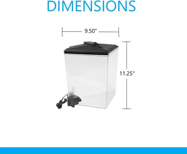 Koller Products AquaView 2.5-Gallon Plastic Fish Tank with Power Filter and LED 2