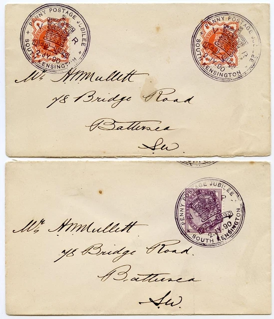 1890 “PENNY POSTAGE Jubilee” a pair of covers; 1d lilac and 2x ½d