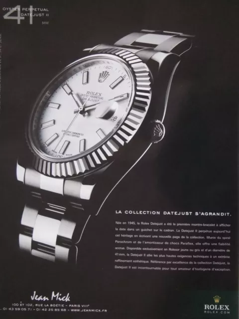 Publicité De Presse 2009 Montre Rolex Oyster Perpetual La Collection Datejust