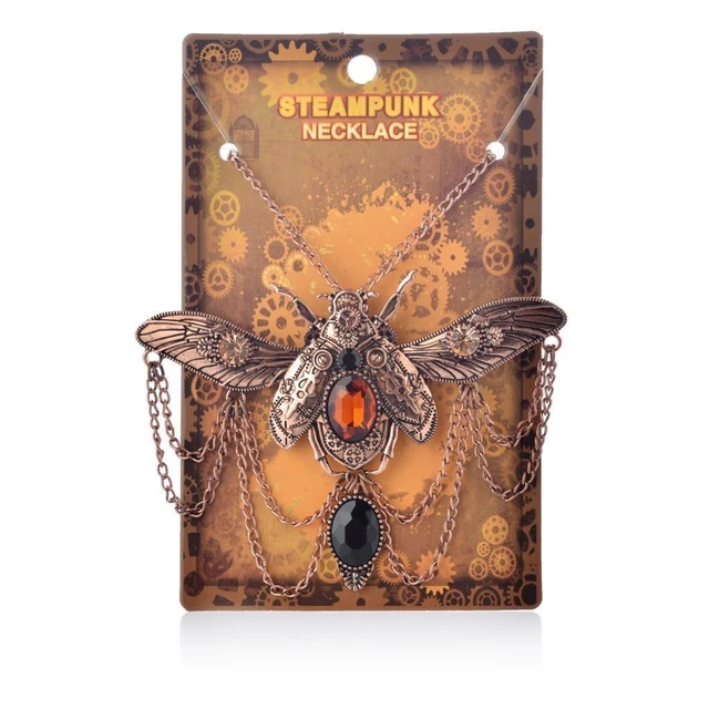 Vintage Resin Steampunk Gear Charms Pendant Chain Necklace