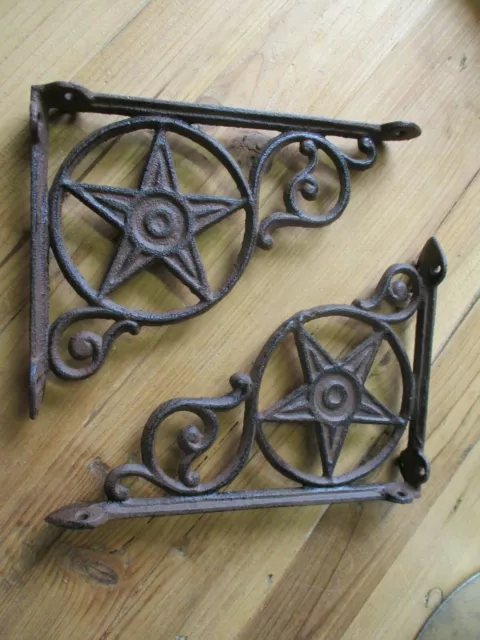 6 Cast Iron Style Star Brackets Garden Braces Shelf Corbels RUSTIC PRIMITIVE 3