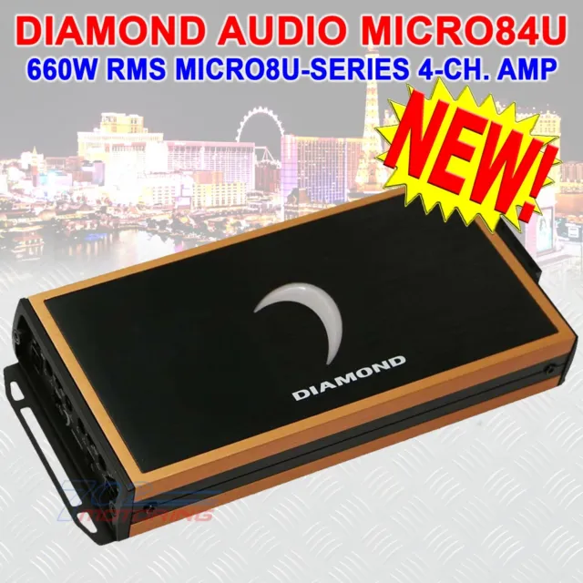 Diamond Audio Micro84U 600W Rms 4-Channel Full Range Class D Car Audio Amplifier