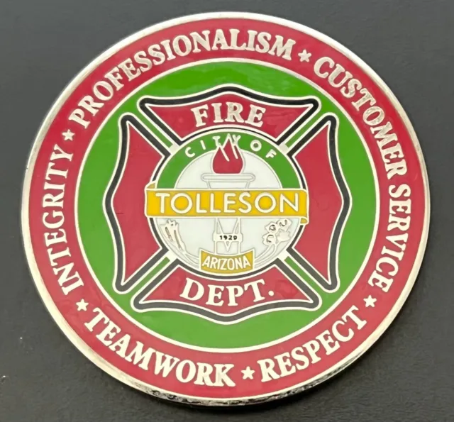 Tolleson Arizona Fire Department Challenge Coin Medal Token Integrity Respect