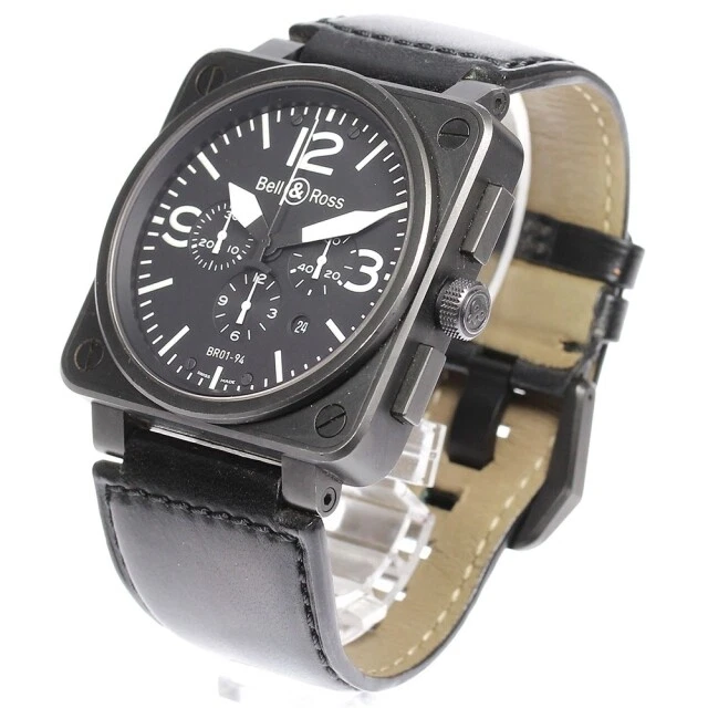 bell & ross Chronograph Date BR01-94 Automatic 46mm SS Leather Beauty MEN'S Auth bell & ross Chronograph Date BR01-94 Automatic 46mm SS Leather Beauty MEN'S Auth