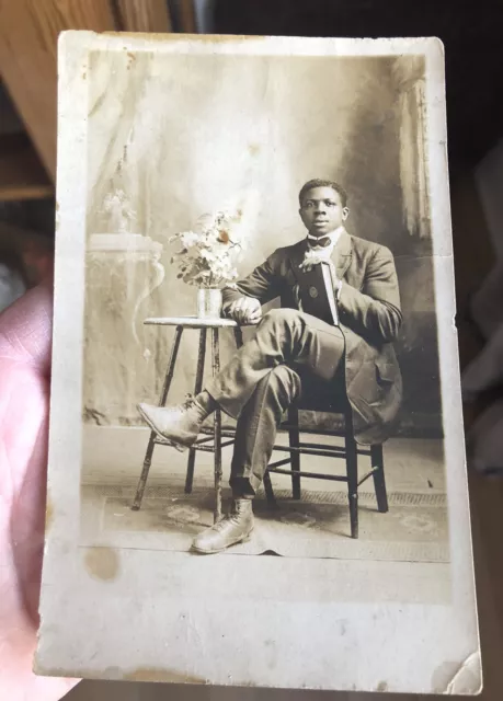 Awesome RPPC Real Photo Postcard African American Man