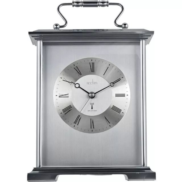 Acctim Althorp Mantel Clock Radio Controlled Quartz Metal Carriage Clock