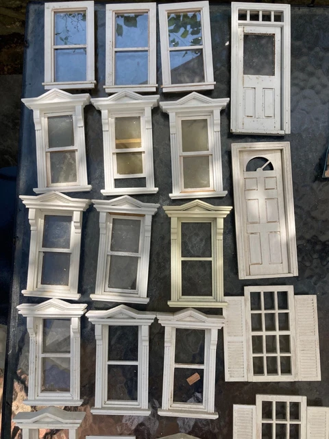 dollhouse windows 1:12 lot Victorian 14 Windows pluss 2 doors