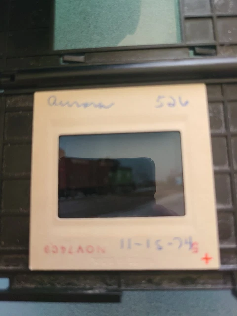 Original Slide Burlington Northern BN 526 EMD NW2 Aurora ILL 11-15-74 2