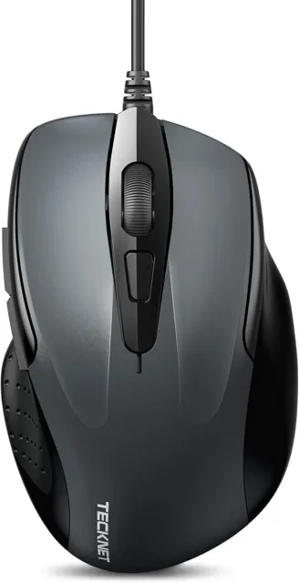 TECKNET USB Wired Mouse, 6-Button Corded Mouse with 2 Adjustable DPI
