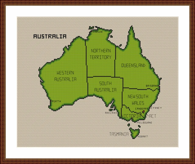 CROSS STITCH PATTERN chart map of Australia, black & white chart, Free