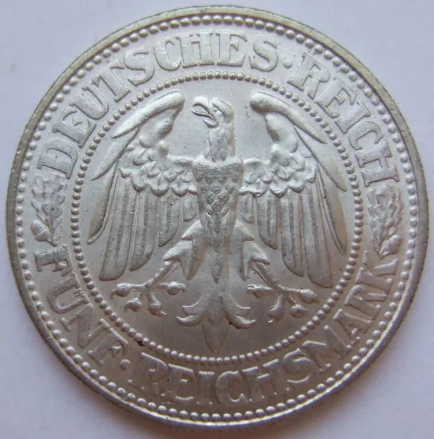 Weimarer Republik 5 Reichsmark Eichbaum 1927 D in fast Stempelglanz 2