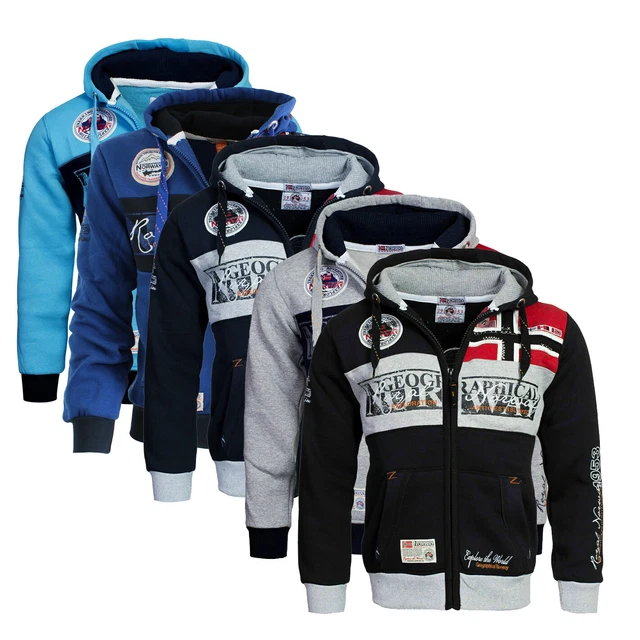 Felpa GEOGRAPHICAL NORWAY Uomo Men Flyer Regular Fit Full Zip Anapurna Cappuccio