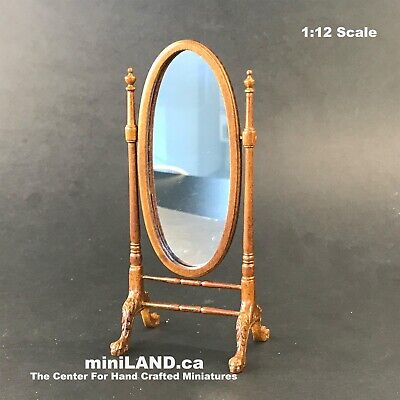 Victorian Standing Cheval Mirror WN 1:12 dollhouse miniature handcrafted walnut
