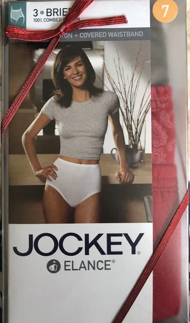 New size 7 Jockey Women's Cotton  Stretch Full Rise 3 Pack Briefs, Mostly Red