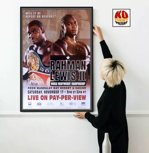 LENNOX LEWIS vs. HASIM RAHMAN (2) : Original HBO CCTV Boxing Poster 10D