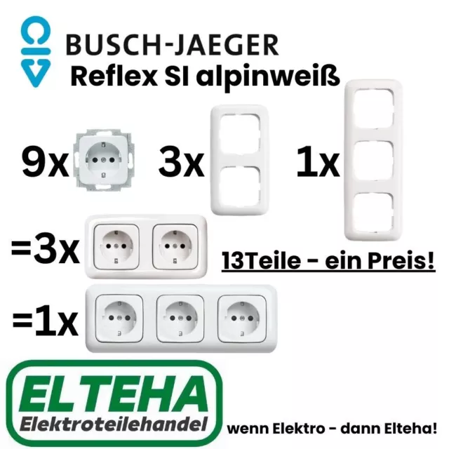 Busch-Jaeger 20 Euc-214 Reflex SI Schuko Steckdose Rahmen Alpinweiß Spar Set