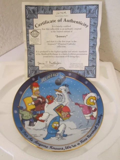 The Simpsons Bradford Exchange Perpetual Calendar Plate, JANUARY 2003